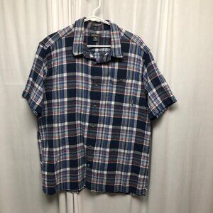 Eddie Bauer Classic Fit Plaid Short Sleeve Shirt Mens Size 2XL Cotton Button Up